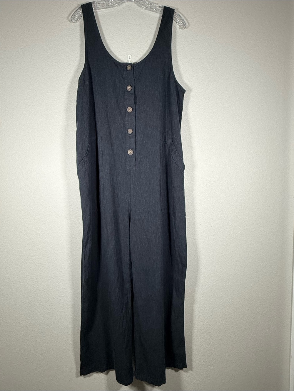 Marine Layer Women’s XL Sydney Sleeveless Button-Front Wide-Leg Jumpsuit in